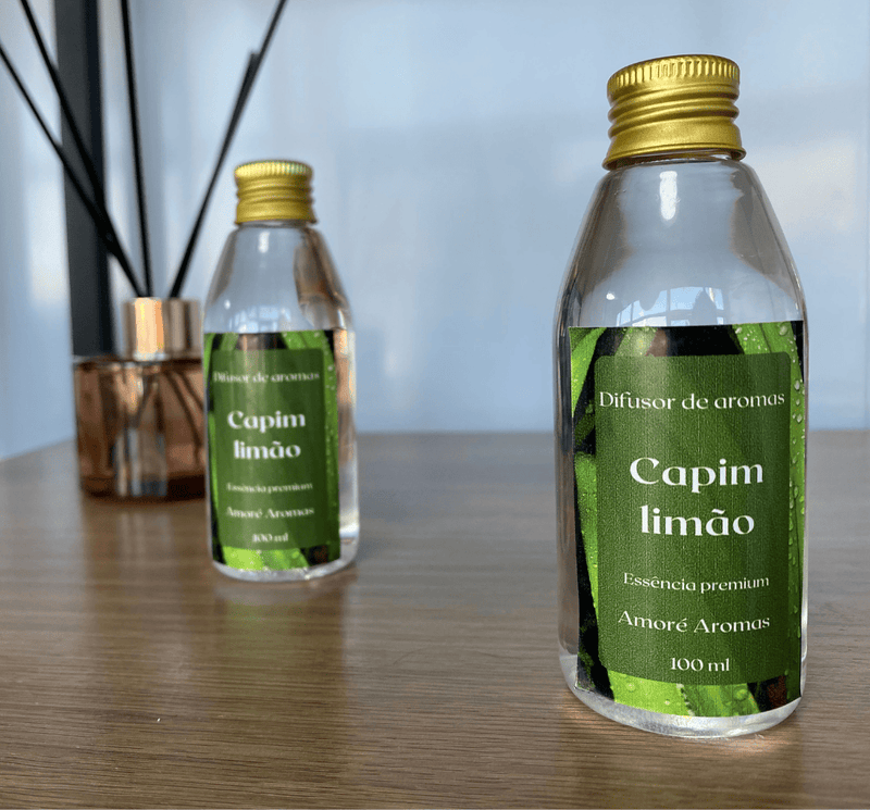 Refil de Difusor de Ambiente Capim limão  100ml + 5 Varetas Grátis