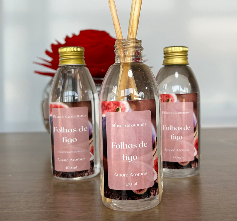 Refil de Difusor de Ambientes Folhas de Figo 100 ml + 5 Varetas Grátis