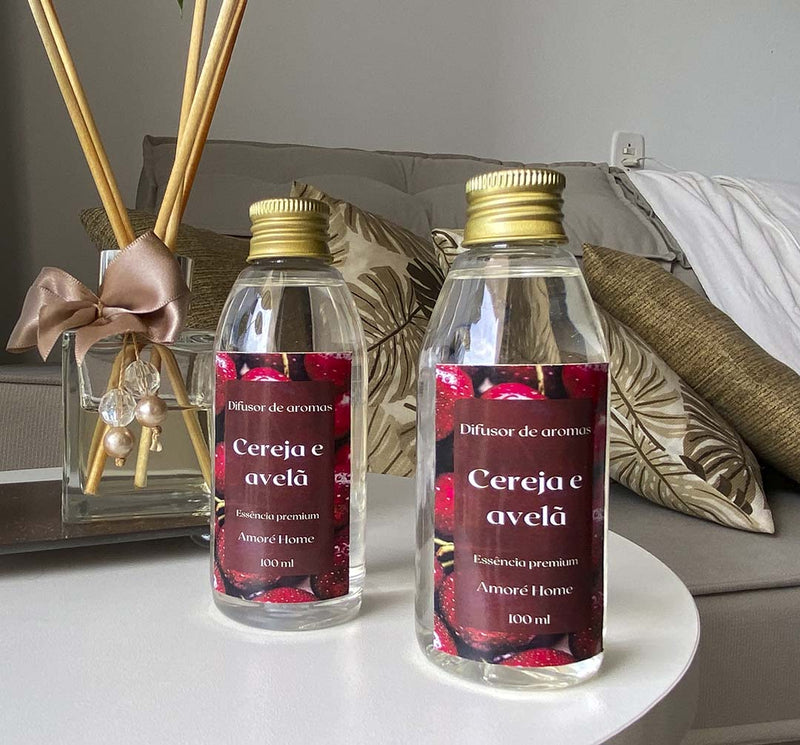 Refil de Difusor de Ambientes Cereja e Avelã 100 ml + 5 Varetas Grátis