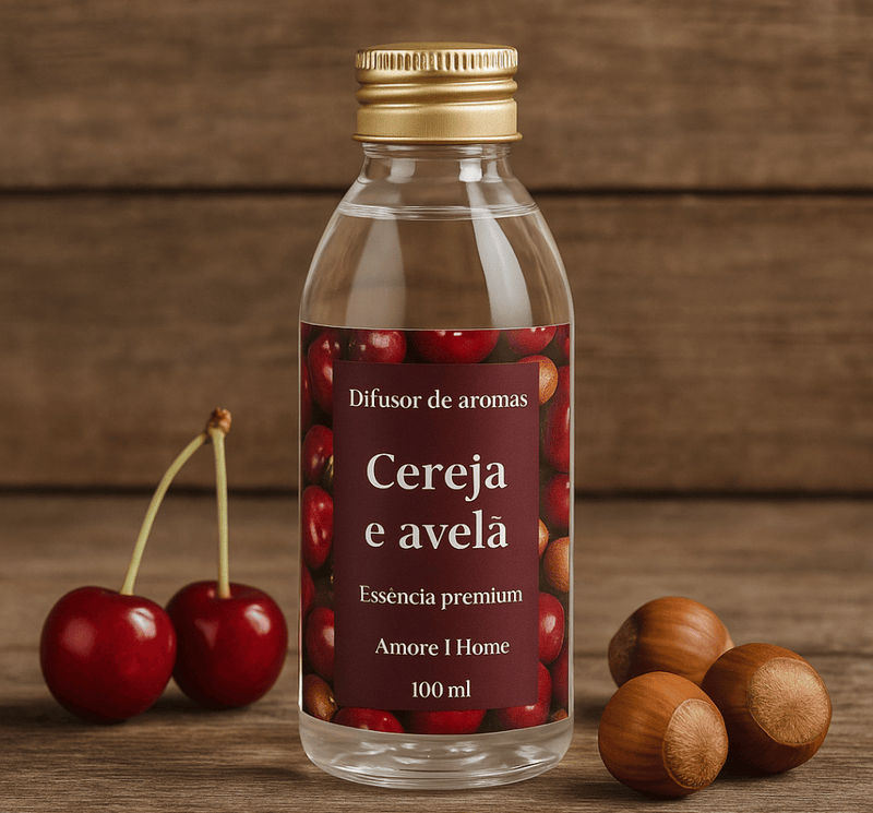 Refil de Difusor de Ambientes Cereja e Avelã 100 ml + 5 Varetas Grátis