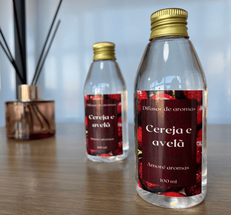 Refil de Difusor de Ambientes Cereja e Avelã 100 ml + 5 Varetas Grátis
