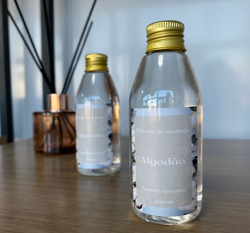 Refil de Difusor de Ambiente Algodão 100ml + 5 Varetas Grátis