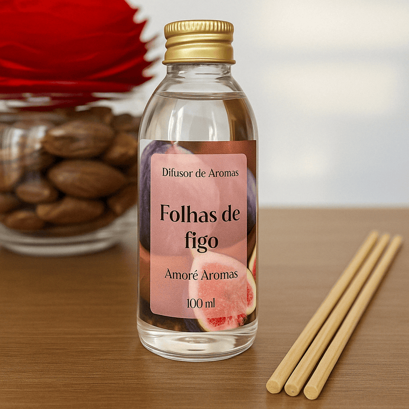 Refil de Difusor de Ambientes Folhas de Figo 100 ml + 5 Varetas Grátis