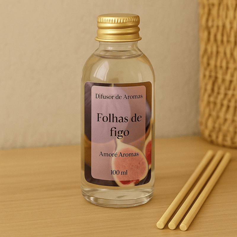 Refil de Difusor de Ambientes Folhas de Figo 100 ml + 5 Varetas Grátis