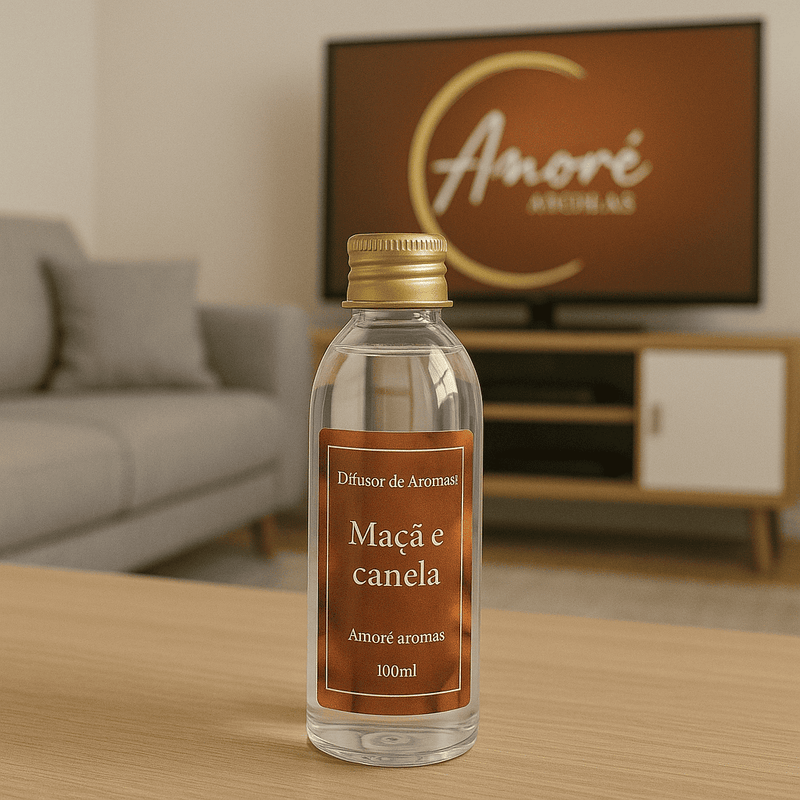 Refil de Difusor de Ambientes Maça e Canela 100 ml + 5 Varetas Grátis